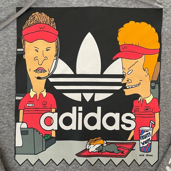 Adidas x Beavis & Butthead Limited Edition Graphic Hoodie Gray XS - Picture 3 of 5